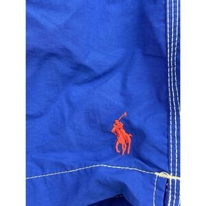 Ralph Lauren Blue Swim Trunks with Orange Logo